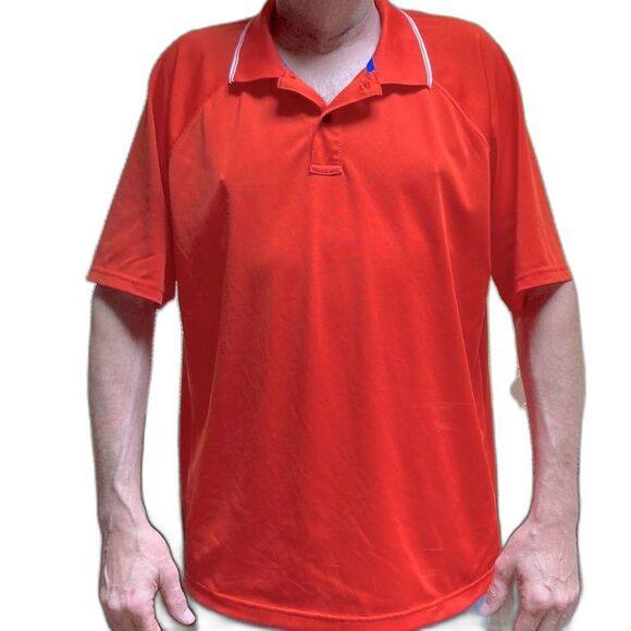 LANDS END Polo Golf Collared Shirt Orange with White Trim Mens XL - Picture 8 of 16